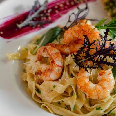 Fetuccini camarón oliva